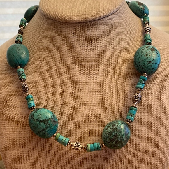 Stunning Vintage Turquoise and 925 silver statement Necklace - Picture 7 of 13